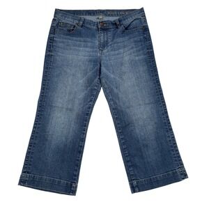 New York & Company Low Rise Wide Leg Crop Jeans Blue Denim Size 8